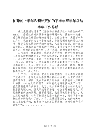 2024年忙碌的上半年和预计更忙的下半年至半年总结半年工作总结