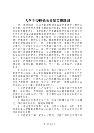 2024年大学党委校长负责制实施细则
