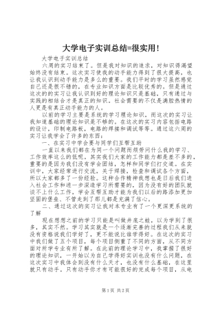 2024年大学电子实训总结很实用