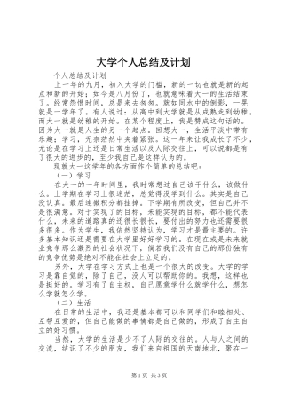 2024年大学个人总结及计划