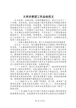 2024年大学共青团工作总结范文