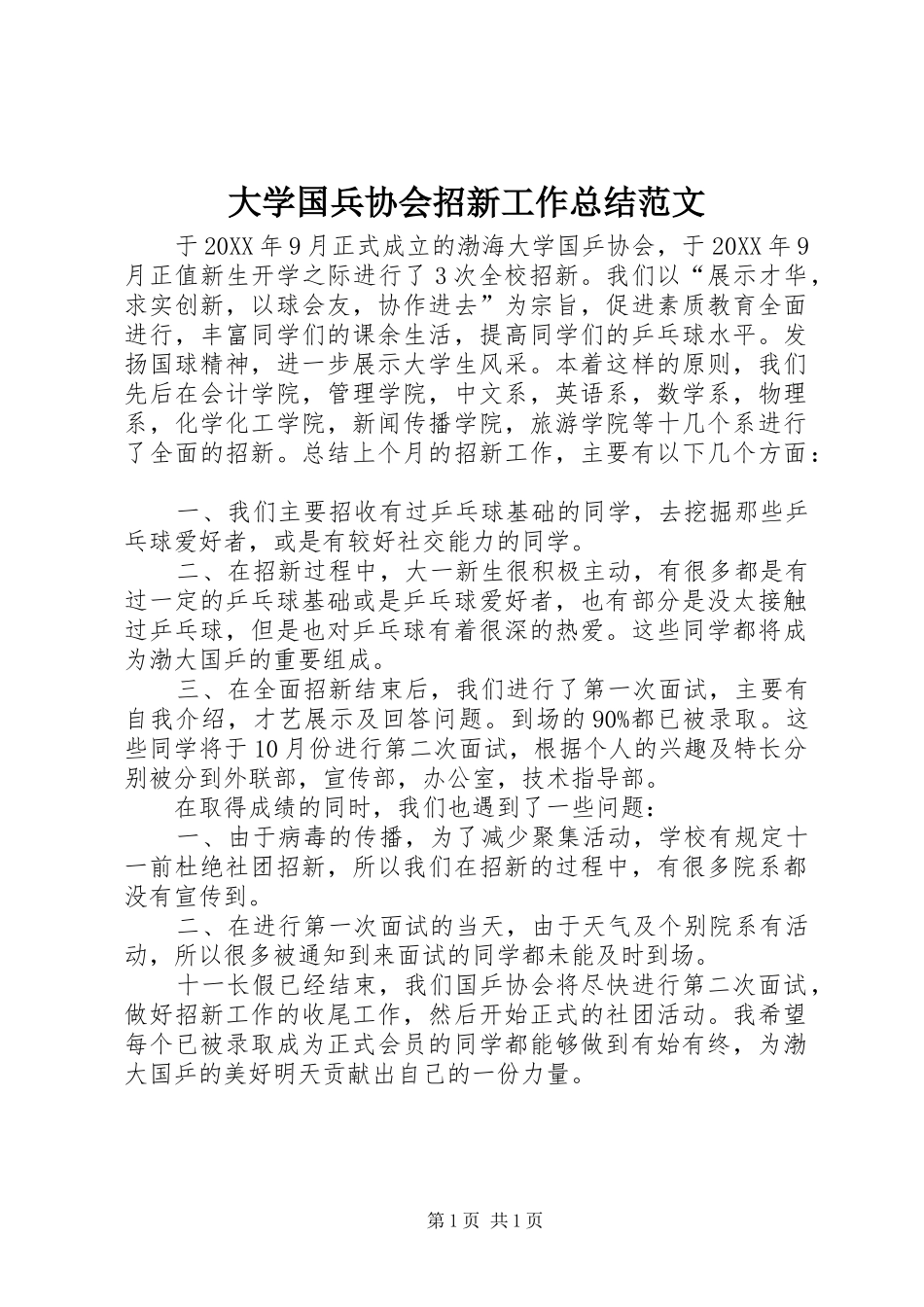 2024年大学国兵协会招新工作总结范文_第1页