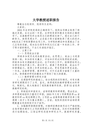 2024年大学教授述职报告
