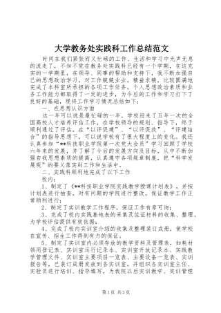 2024年大学教务处实践科工作总结范文