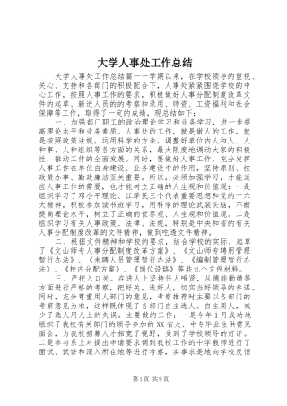 2024年大学人事处工作总结