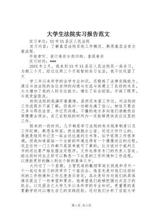 2024年大学生法院实习报告范文