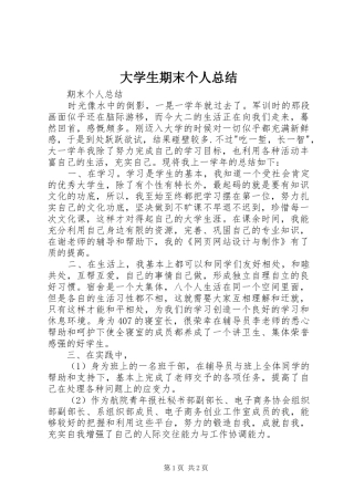 2024年大学生期末个人总结