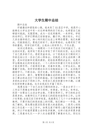 2024年大学生期中总结