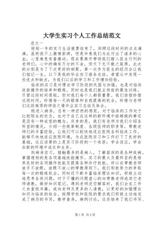 2024年大学生实习个人工作总结范文