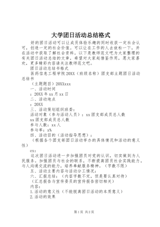 2024年大学团日活动总结格式