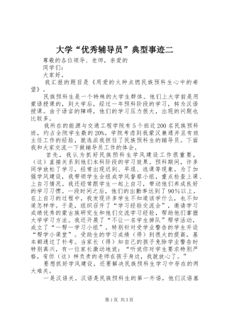 2024年大学优秀辅导员典型事迹二