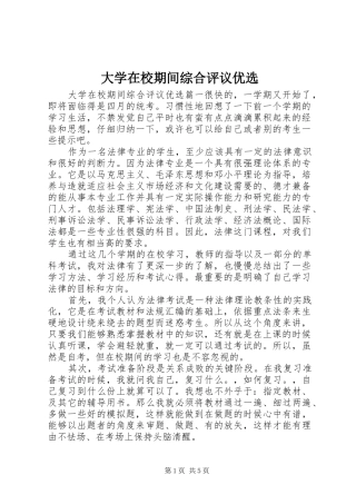 2024年大学在校期间综合评议优选