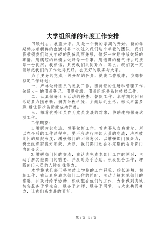2024年大学组织部的年度工作安排