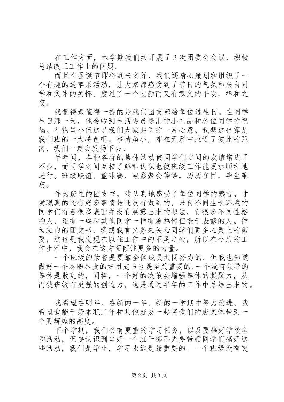 2024年大一团支书工作总结_第2页