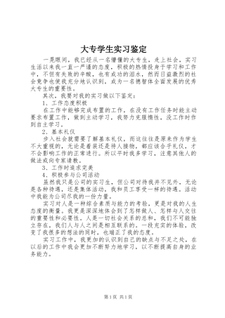 2024年大专学生实习鉴定