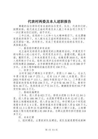 2024年代表村两委及本人述职报告