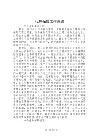 2024年代理保险工作总结