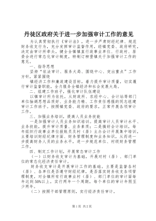 2024年丹徒区政府关于进一步加强审计工作的意见