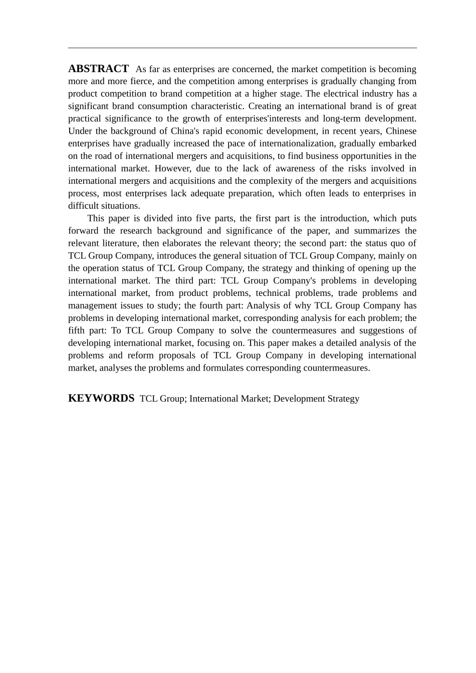 TCL集团公司开拓国际市场的策略研究分析  工商管理专业论文_第2页