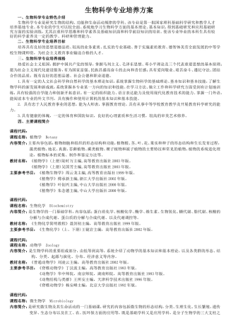 生物科学专业培养方案