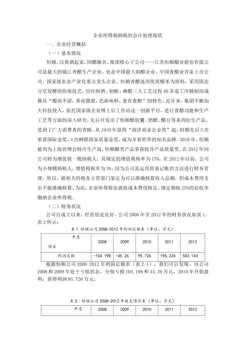 企业所得税纳税的会计处理现状分析研究  财务管理专业_第1页
