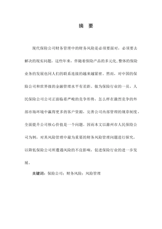 市人民保险公司风险管理存在的问题及对策研究分析  工商管理专业