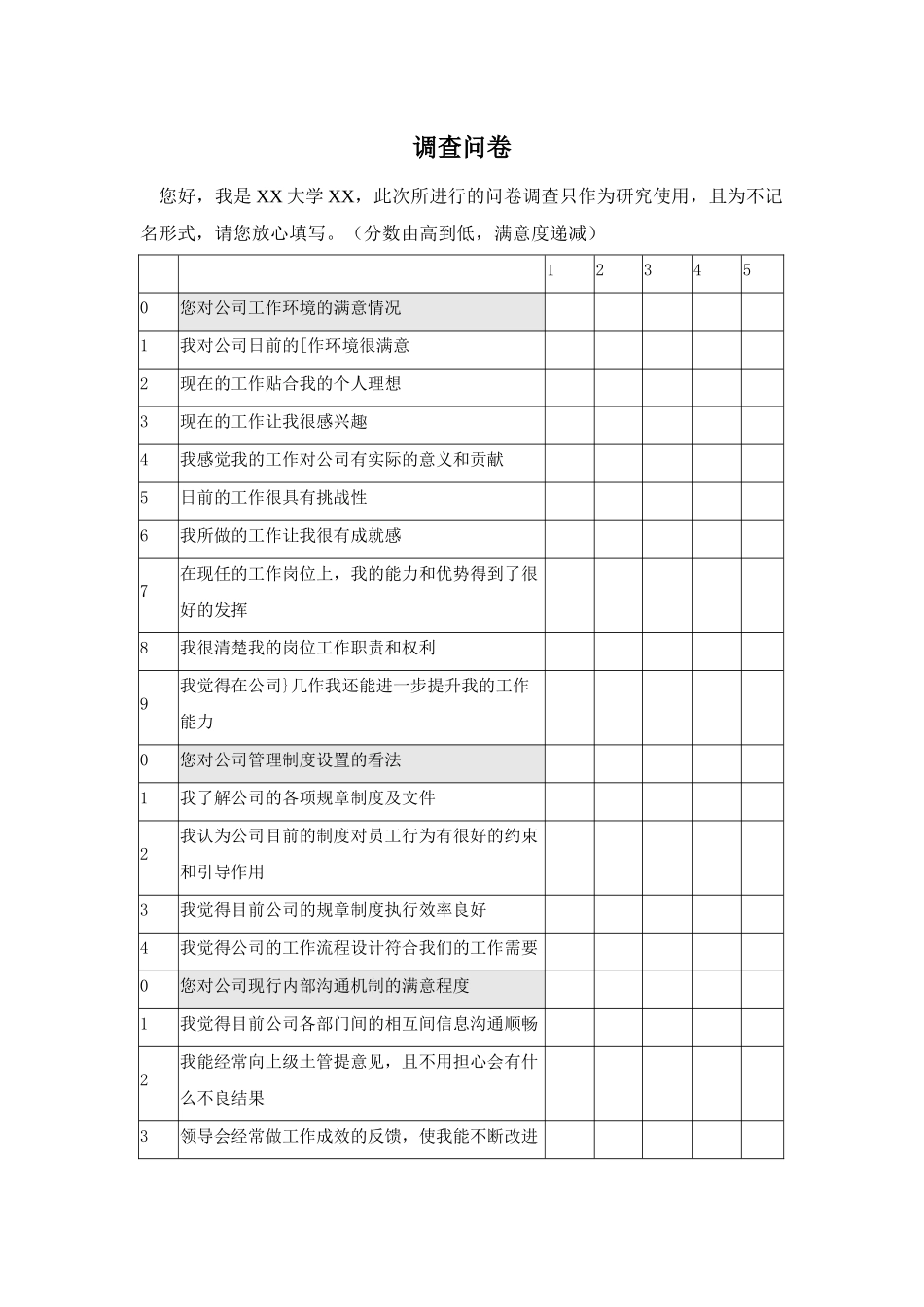 调查问卷-员工满意+绩效_第1页