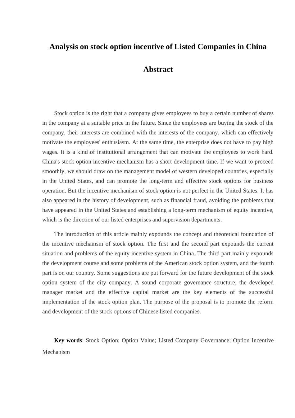 我国上市公司股票期权激励问题分析研究 金融学专业_第2页