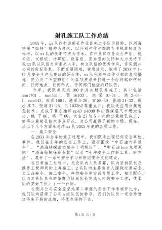 2024年射孔施工队工作总结