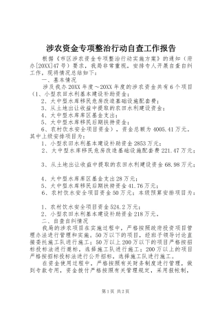 2024年涉农资金专项整治行动自查工作报告
