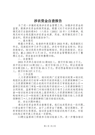 2024年涉农资金自查报告