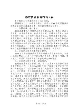 2024年涉农资金自查报告篇