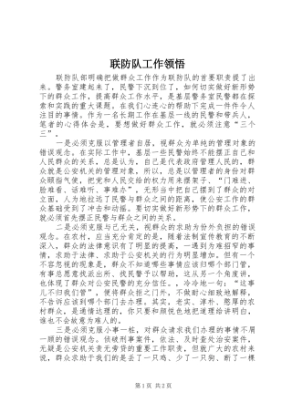 2024年联防队工作领悟