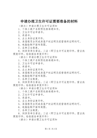 2024年申请办理卫生许可证需要准备的材料