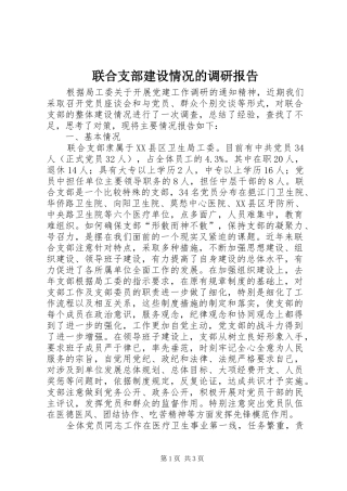 2024年联合支部建设情况的调研报告