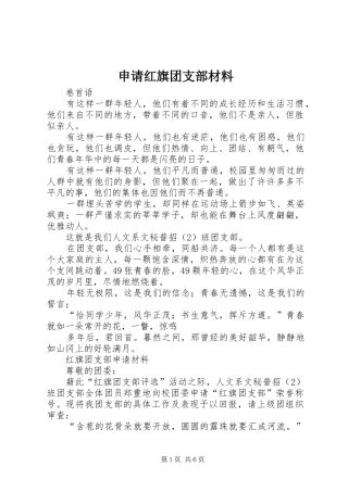 2024年申请红旗团支部材料