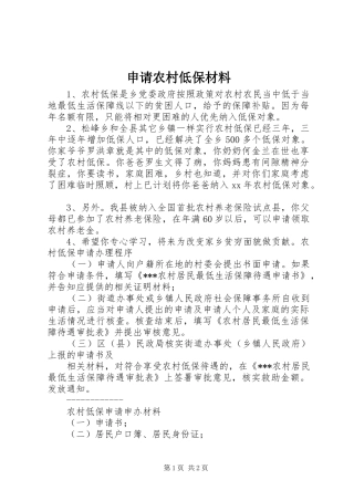 2024年申请农村低保材料