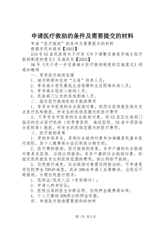2024年申请医疗救助的条件及需要提交的材料