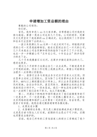 2024年申请增加工资总额的理由