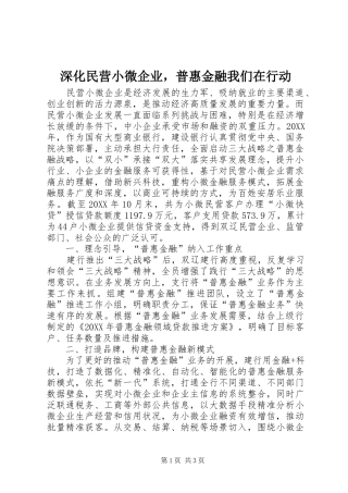 2024年深化民营小微企业，普惠金融我们在行动