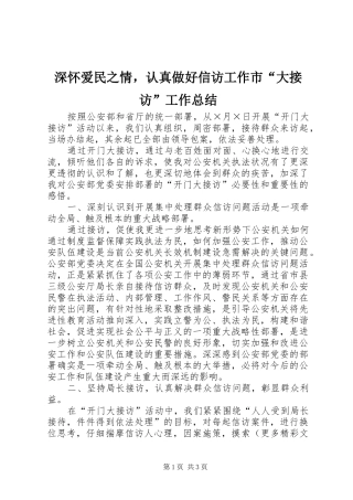 2024年深怀爱民之情，认真做好信访工作市大接访工作总结