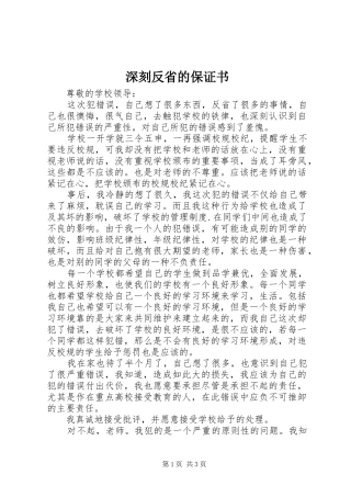 2024年深刻反省的保证书