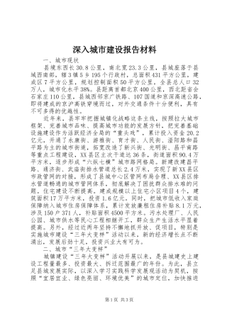 2024年深入城市建设报告材料