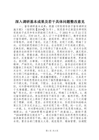 2024年深入调研基本成果及若干具体问题整改意见