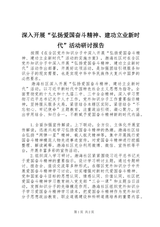 2024年深入开展弘扬爱国奋斗精神建功立业新时代活动研讨报告