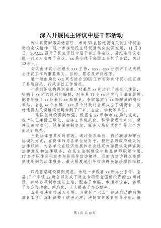 2024年深入开展民主评议中层干部活动