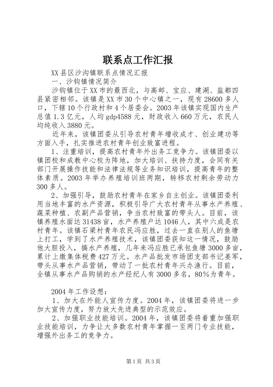 2024年联系点工作汇报_第1页