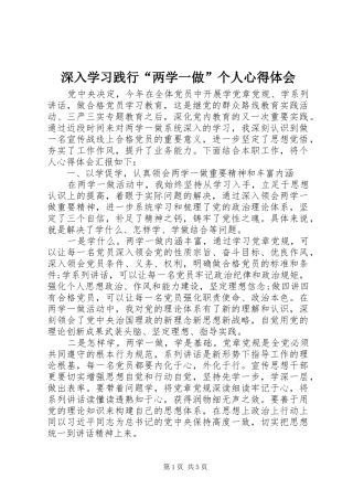 2024年深入学习践行两学一做个人心得体会