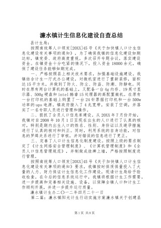 2024年濂水镇计生信息化建设自查总结