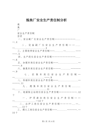 2024年炼焦厂安全生产责任制分析
